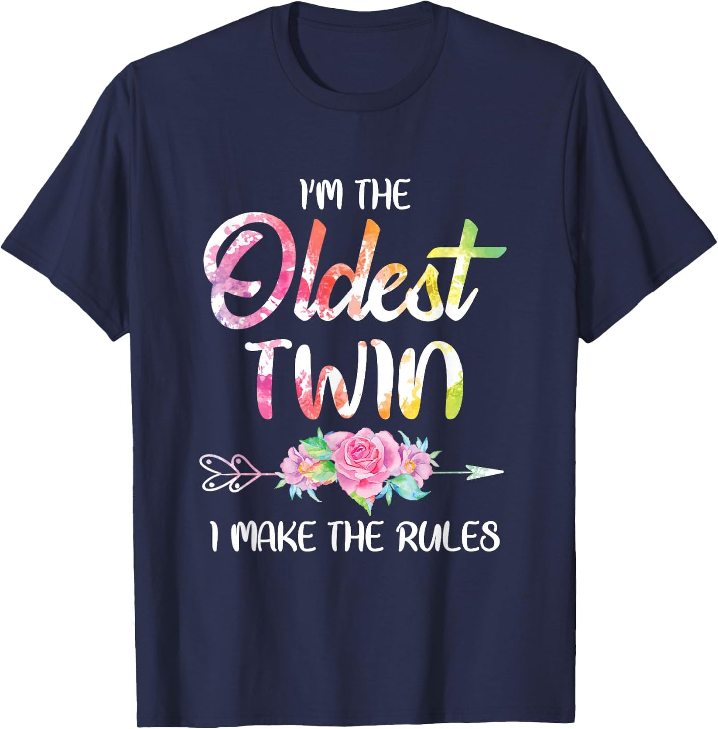 Oldest Twin Shirt Sibling Birthday Funny Twins Matching T-Shirt - T-Shirt | Navy