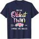 Oldest Twin Shirt Sibling Birthday Funny Twins Matching T-Shirt - T-Shirt | Navy