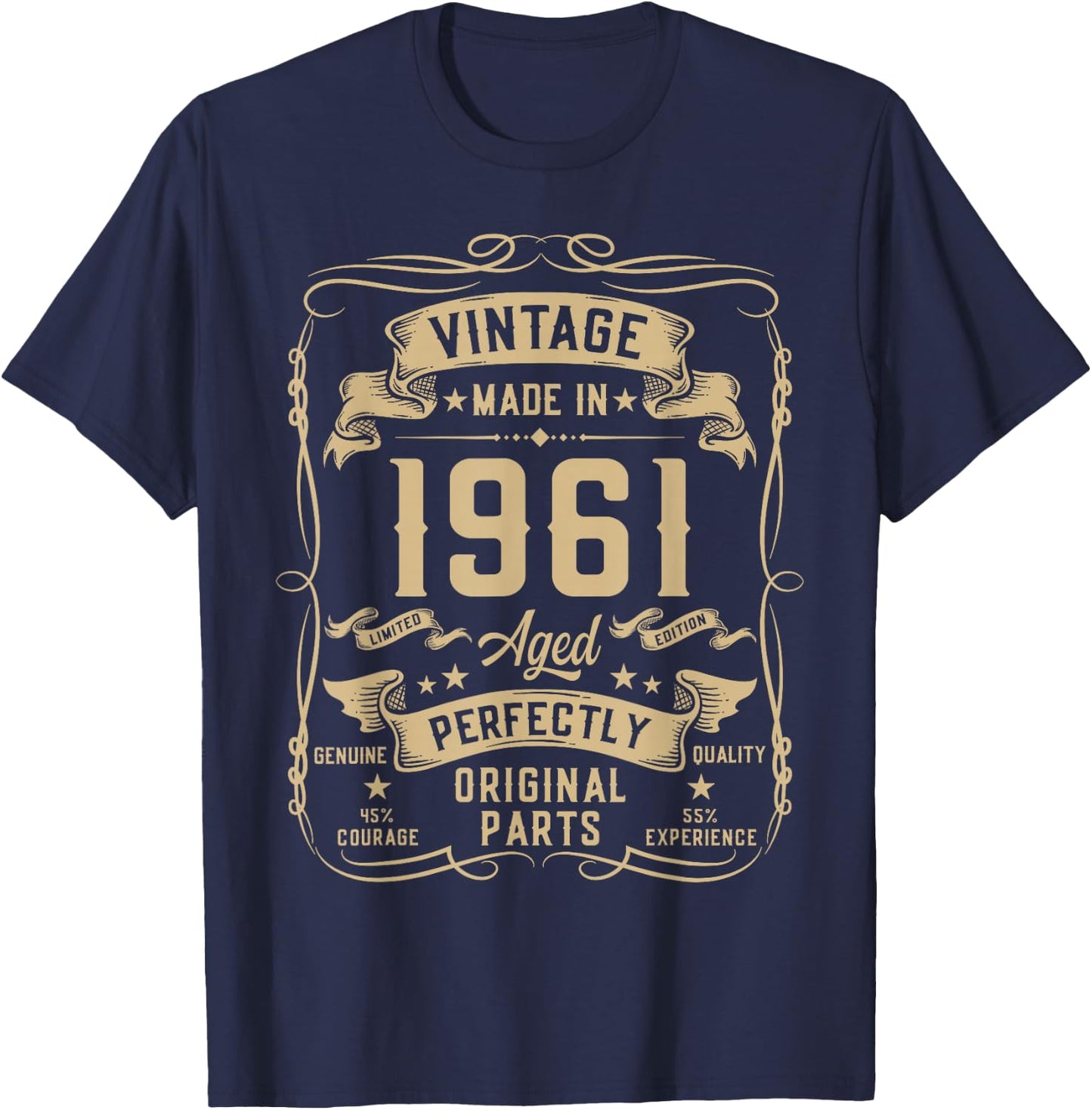 Vintage 1961 64yr 64th Birthday Gifts 64 Years Old T-Shirt - T-Shirt | Navy