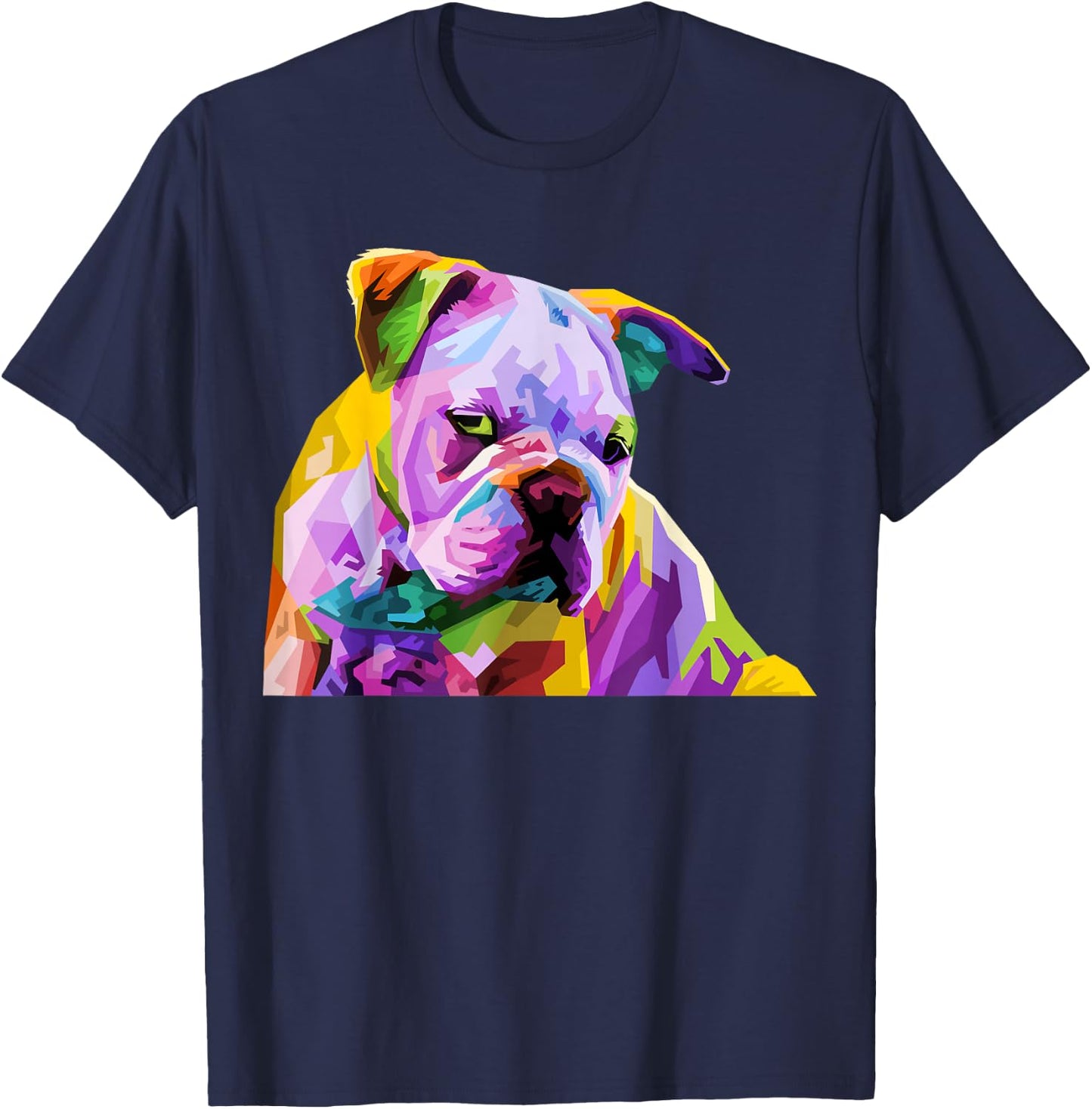 English British Bulldog Pop Art Portrait for Dog Owners T-Shirt - T-Shirt | Navy