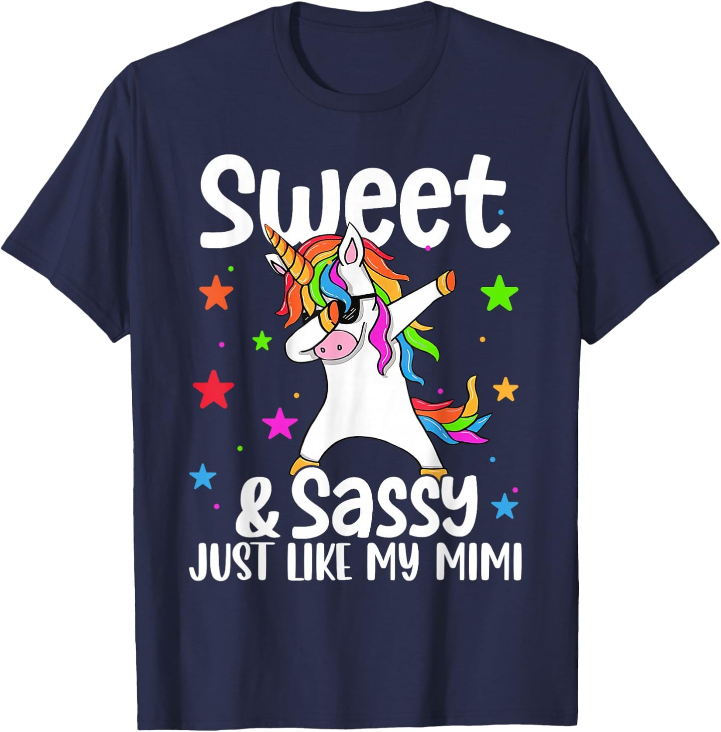 Sassy Like My Mimi Dabbing Unicorn Cute Grandma T-Shirt - T-Shirt | Navy
