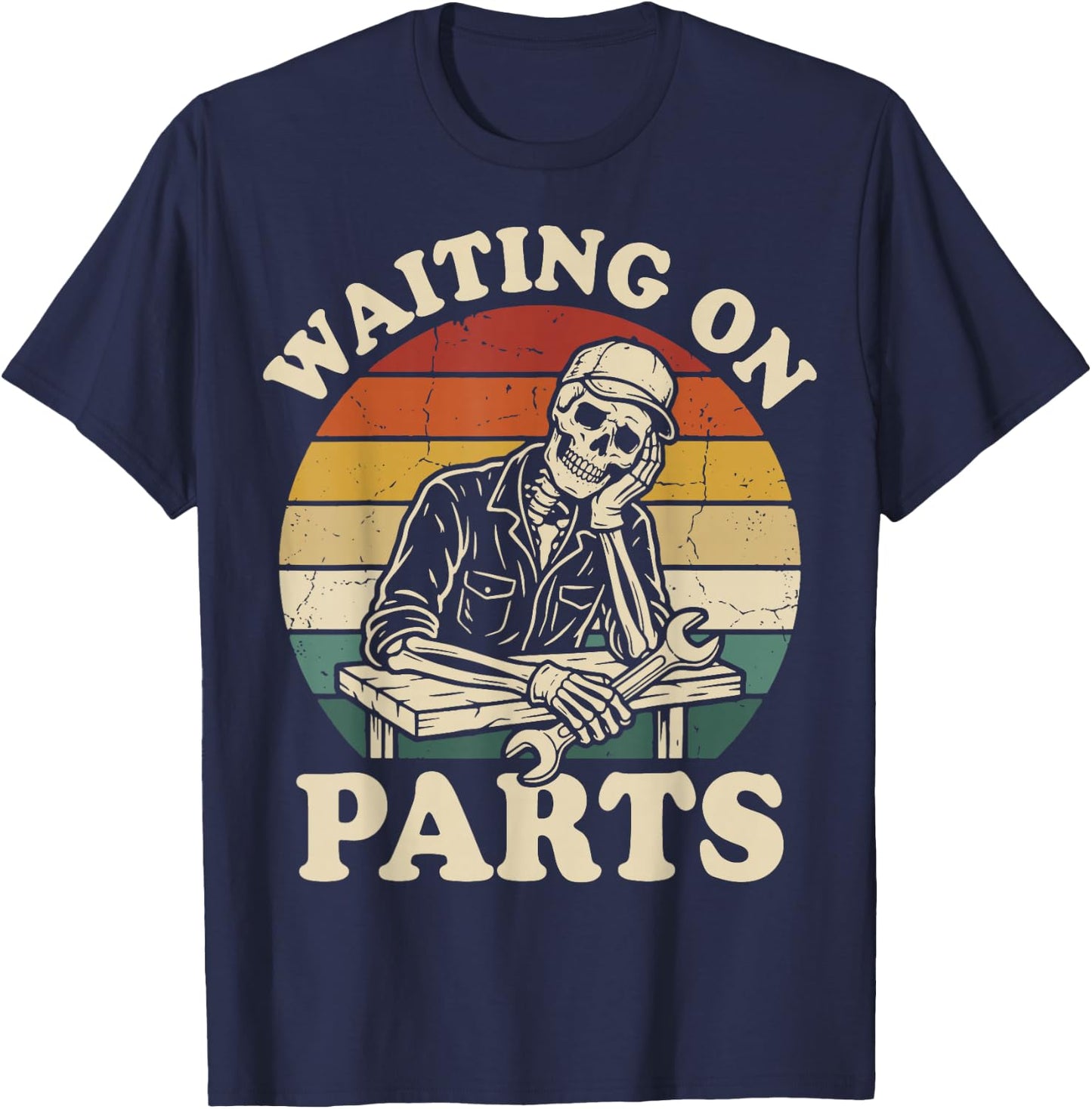Waiting On Parts Skeleton T-Shirt - T-Shirt | Navy