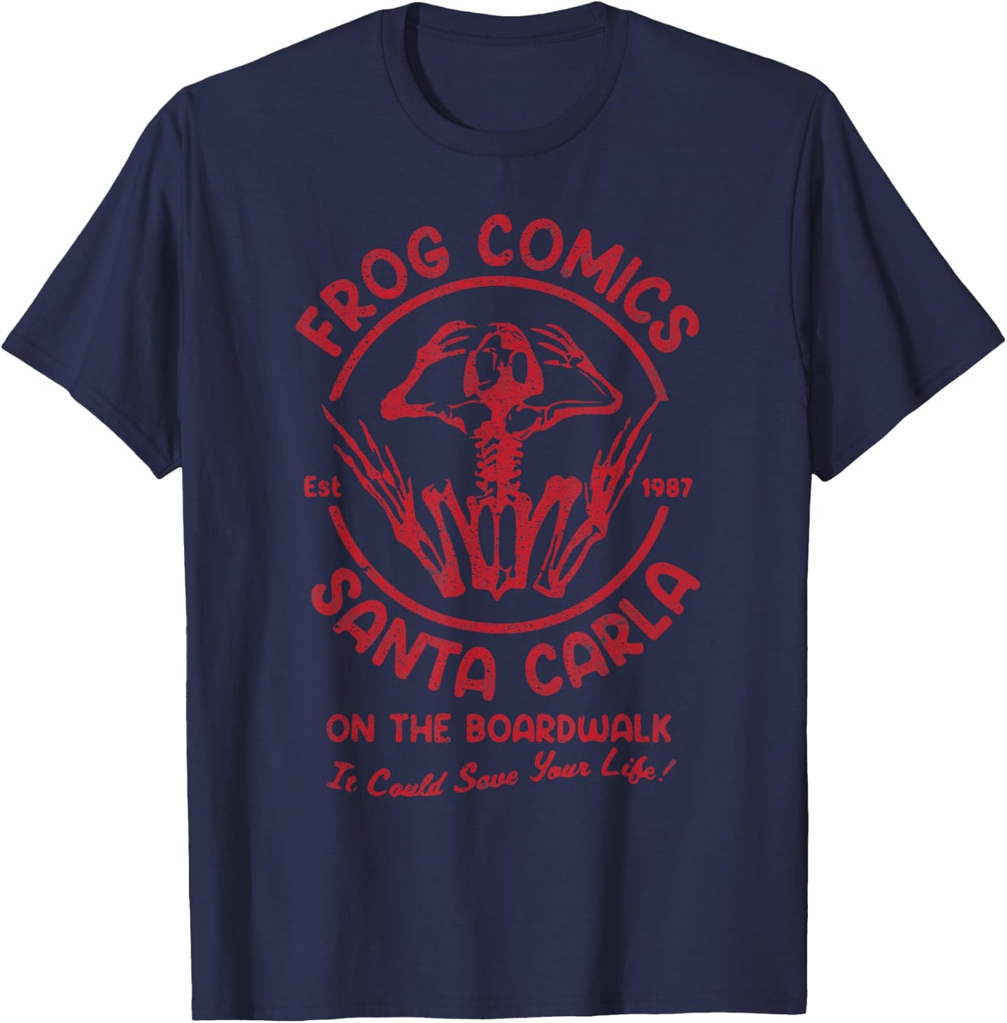 Vintage Frog Comics Santa Carla On The Boardwalk T-Shirt - T-Shirt | Navy