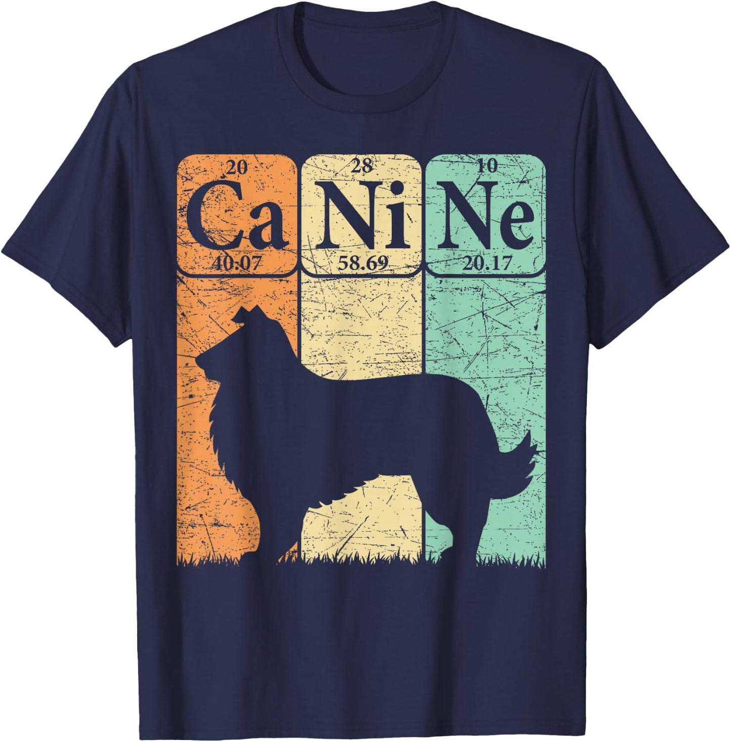 Rough Collie Periodic Table Elements Rough Collie Dog Lover T-Shirt - T-Shirt | Navy