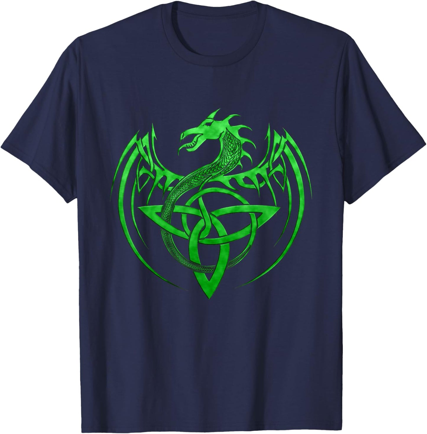 Tribal Irish Green Celtic Knot Fantasy Celtic Dragon T-Shirt - T-Shirt | Navy