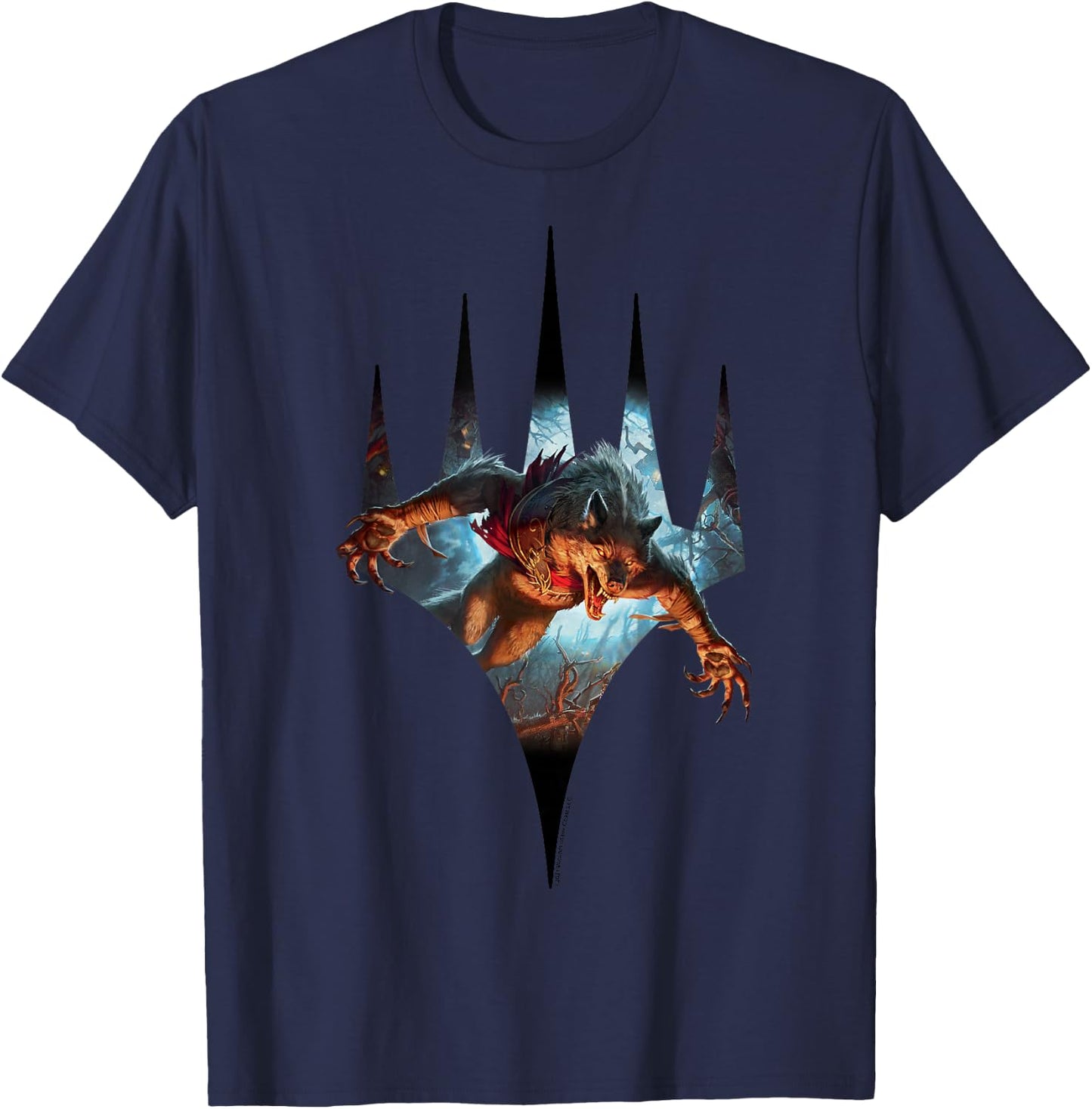 Magic: The Gathering Midnight Hunt Werewolf Magic Logo T-Shirt - T-Shirt | Navy