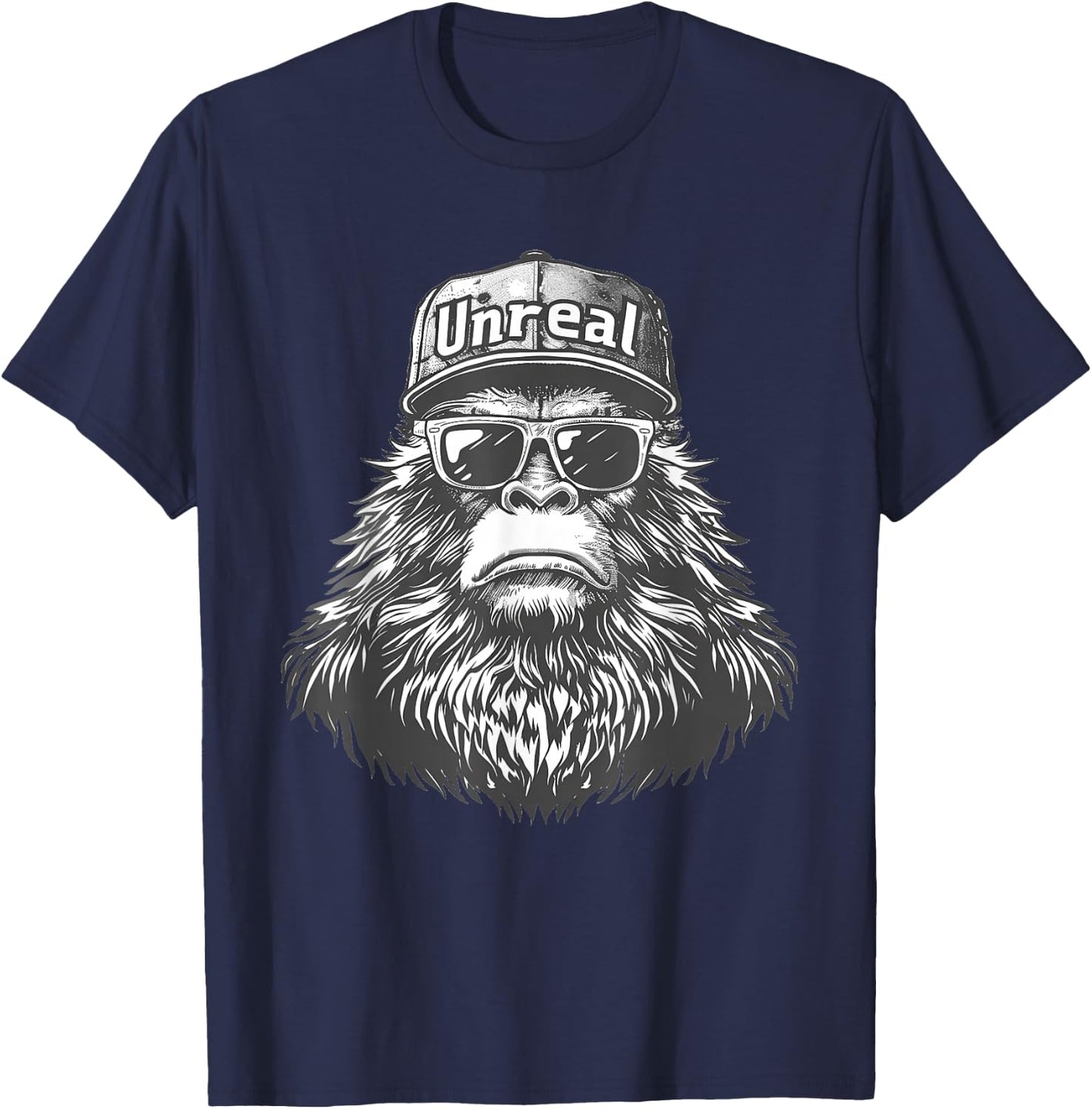 Bigfoot Unreal Funny Sasquatch Disguise Trucker Hat Shades T-Shirt - T-Shirt | Navy
