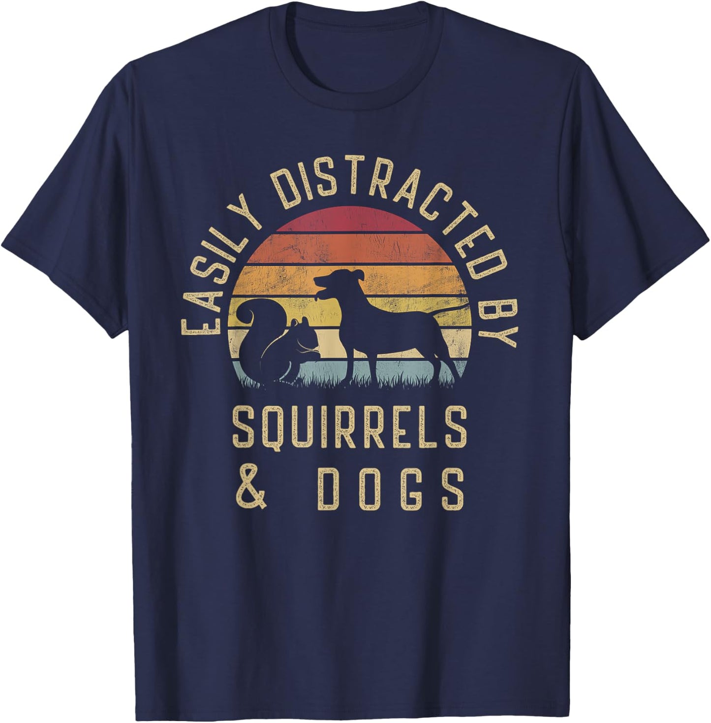 Easily distracted by Squirrels and dogs I like Squirrel dog Women Girls Kids T-Shirt - T-Shirt | Navy