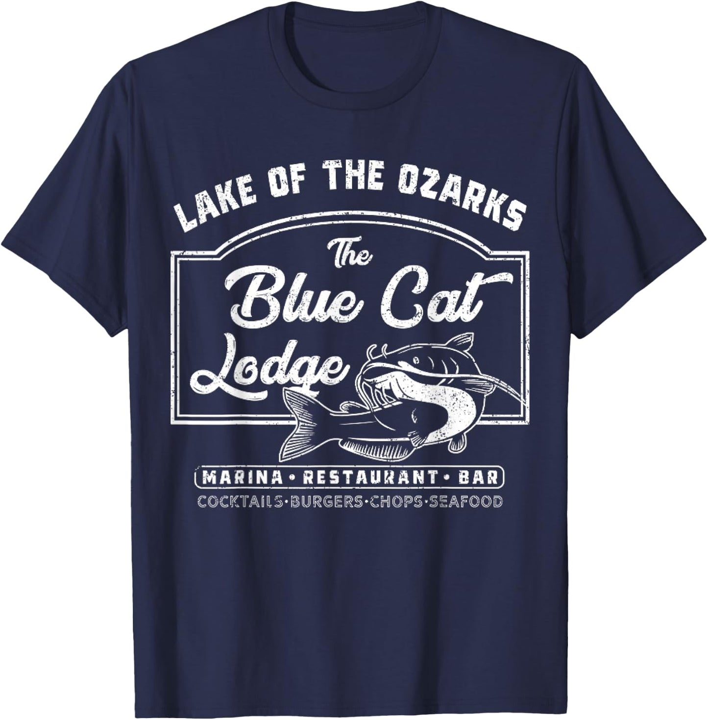Vintage The Blue Cat Lodge Lake of The Ozarks T-Shirt - T-Shirt | Navy