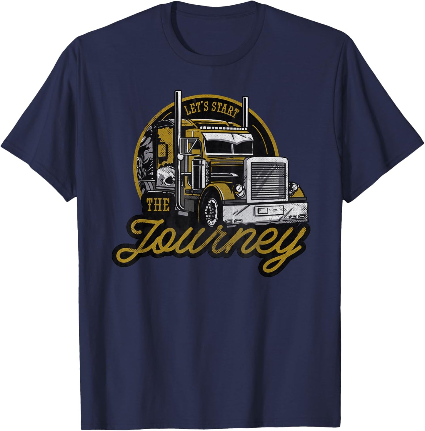 Vintage Driver 18 Wheel Trucker T-Shirt - T-Shirt | Navy