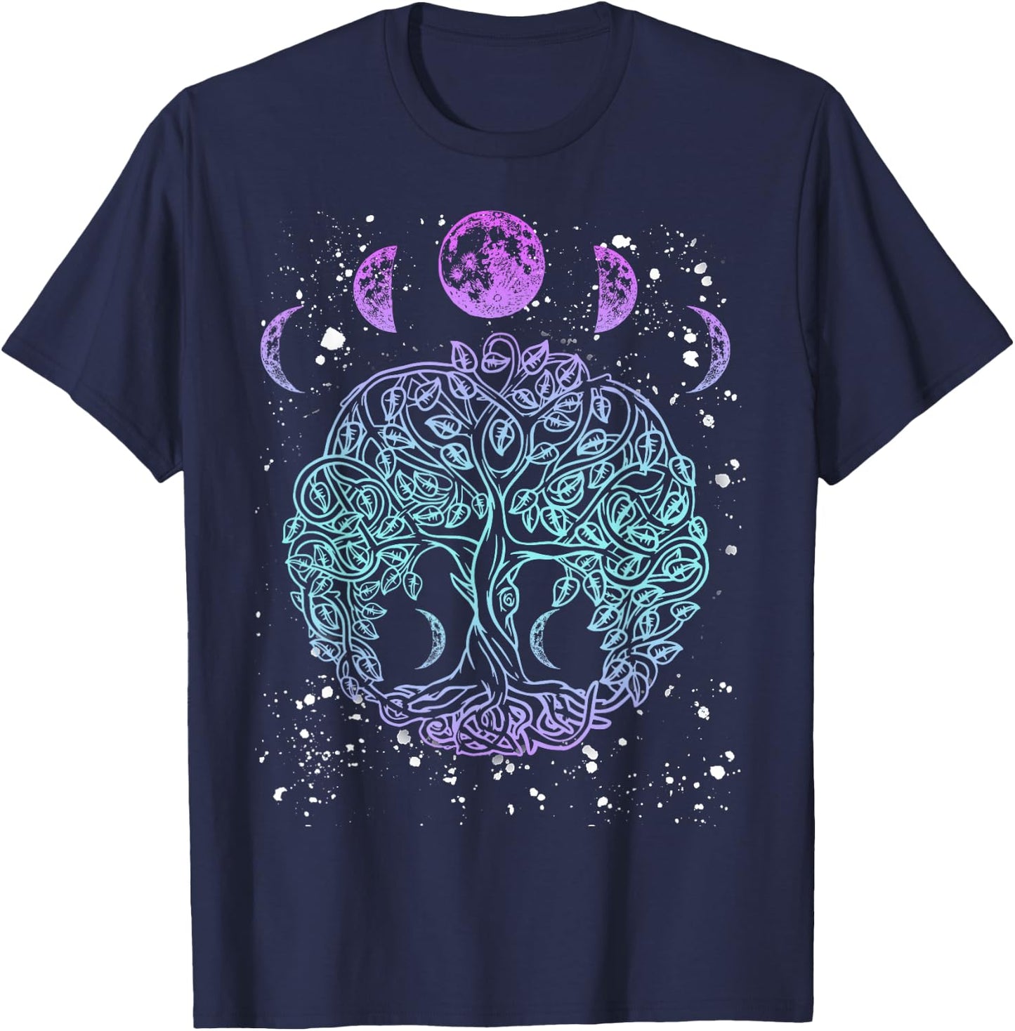 Moon Phases Tree of Life - Viking Pagan Wicca T-Shirt - T-Shirt | Navy
