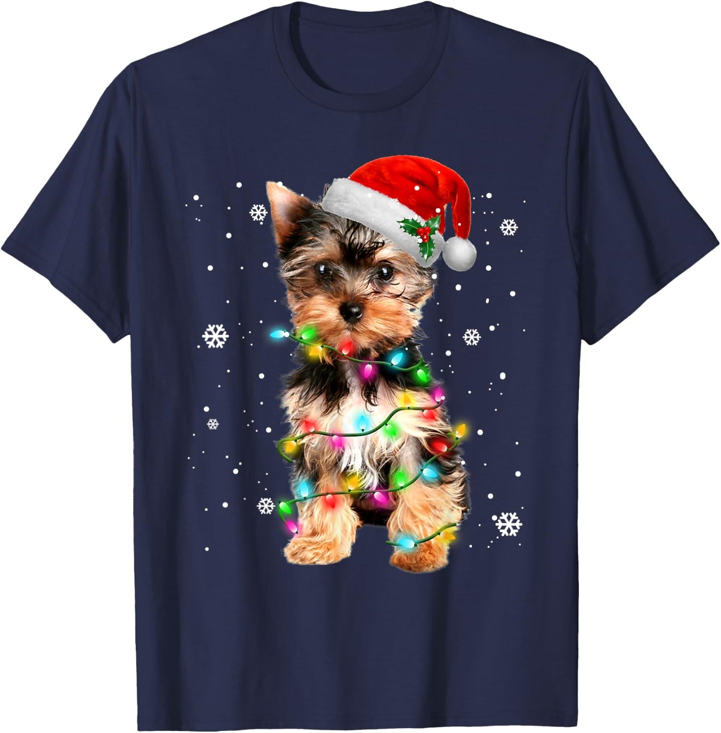 Yorkie Dogs Tree Christmas Sweater Xmas Pet Animal Dog Lover T-Shirt - T-Shirt | Navy