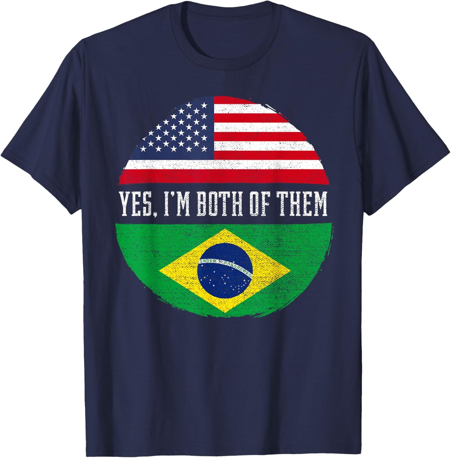 Half American Half Brazilian USA Flag Brazil Heritage DNA T-Shirt - T-Shirt | Navy