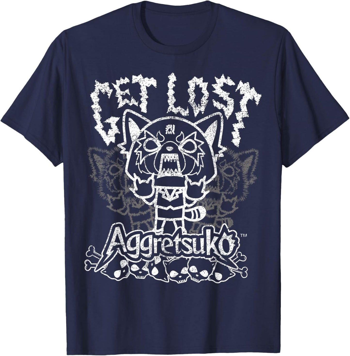 Aggretsuko "Get Lost" Rage Shirt T-Shirt - T-Shirt | Navy