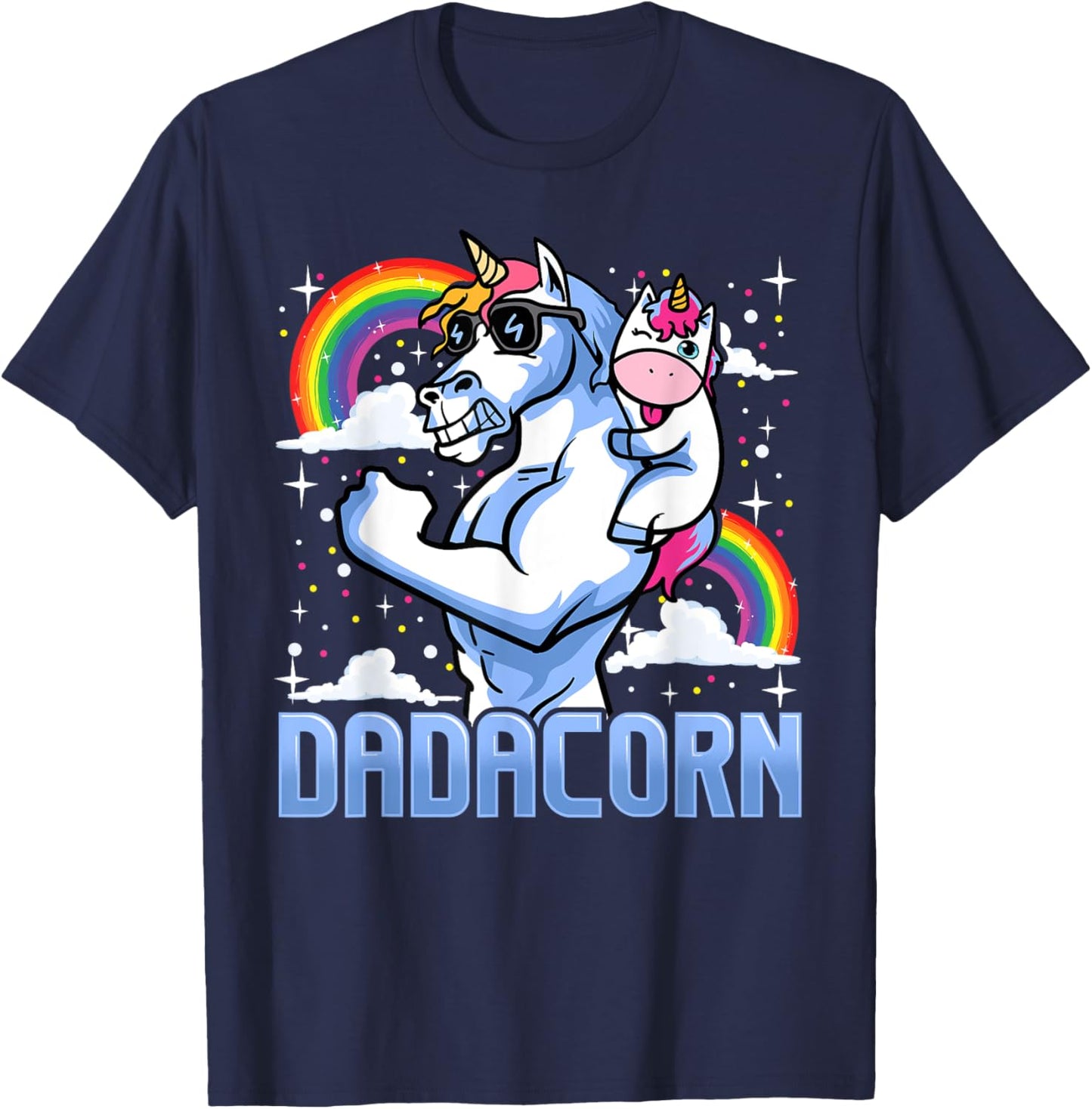 Dadacorn Shirts Dadicorn Daddycorn Gifts Unicorn Dad T-Shirt - T-Shirt | Navy