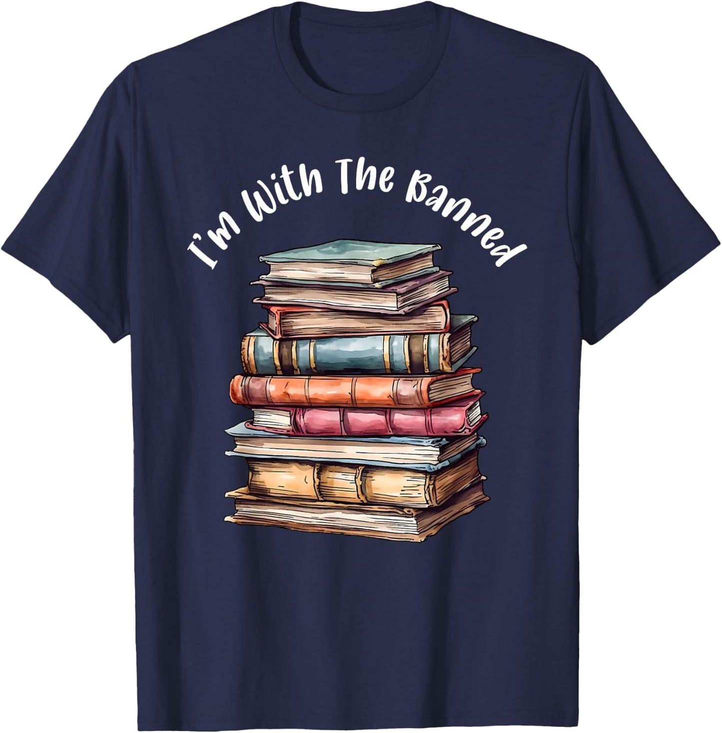I'm with The Banned Books Vintage Librarian Life Retro T-Shirt - T-Shirt | Navy