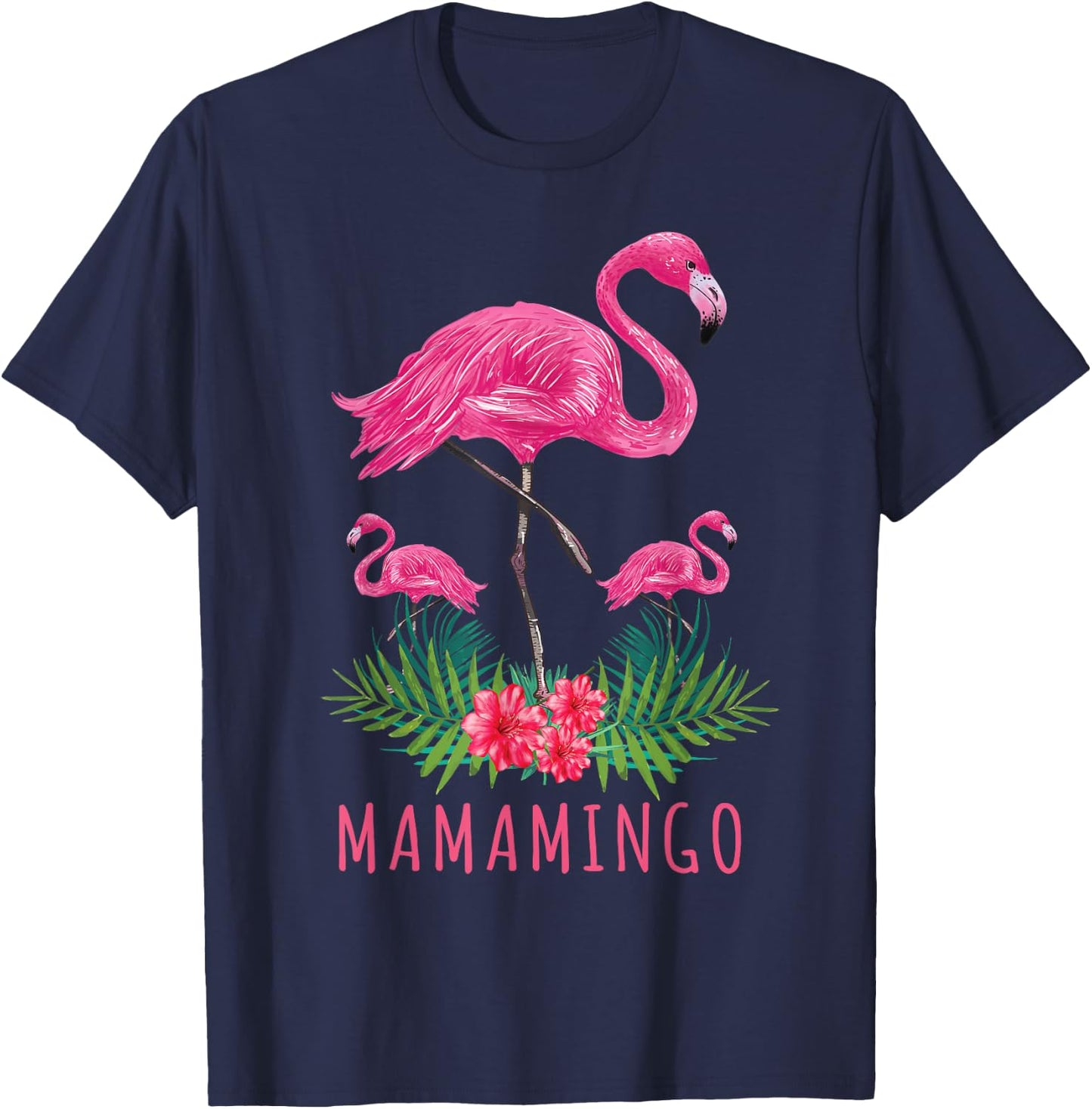 Cute Mothers Day Gift Funny Mom Flamingo With Kids Mamamingo T-Shirt - T-Shirt | Navy