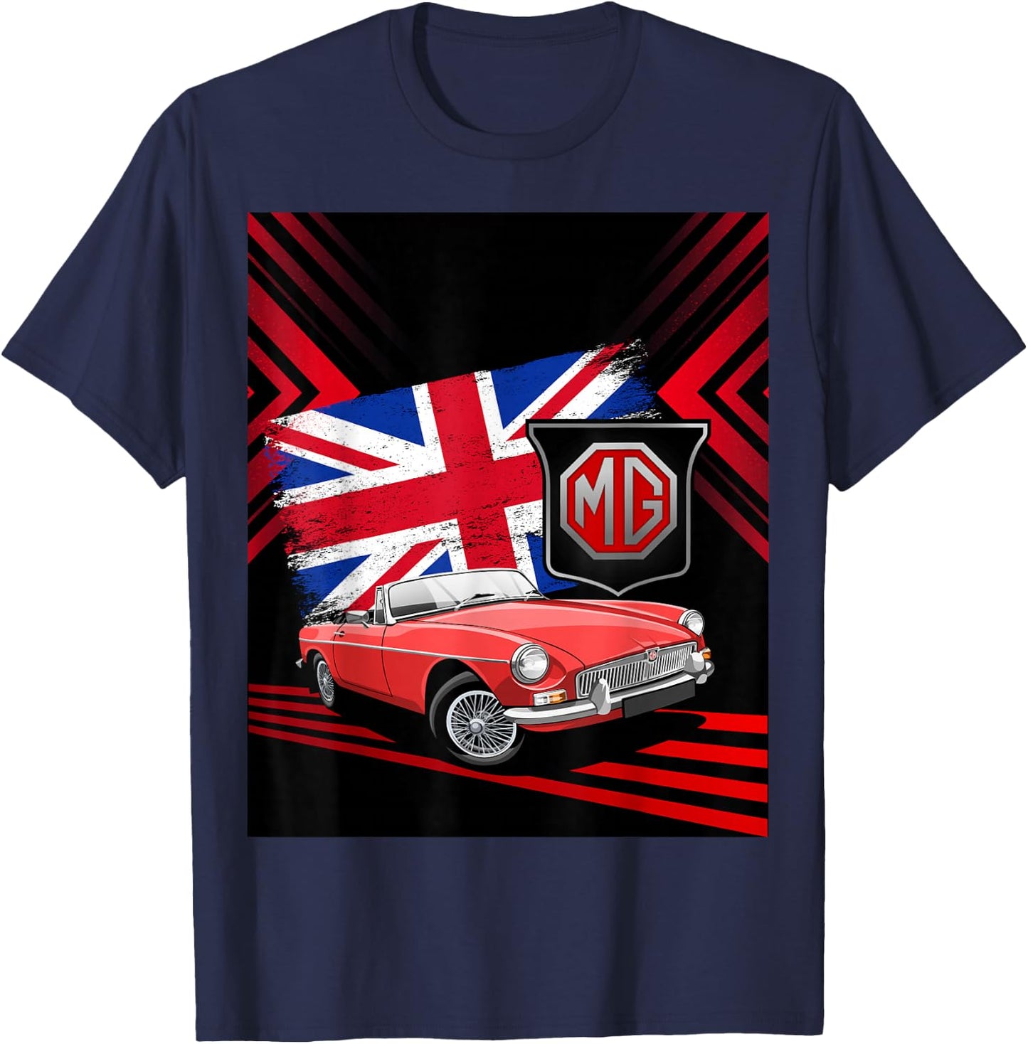 British Classic Sports Car - MG MGB Convertible T-Shirt - T-Shirt | Navy