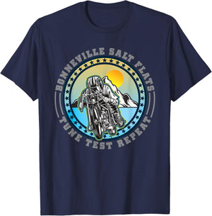 Bonneville Salt Flats Vintage Retro Motorcycle Rider T-Shirt - T-Shirt | Navy