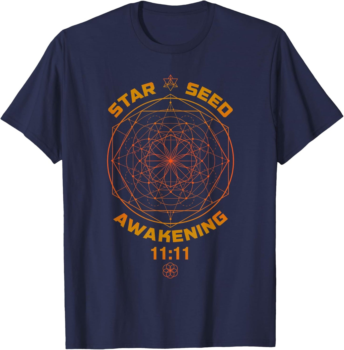 Starseed Awakening 1111 Sacred Geometry T-Shirt - T-Shirt | Navy