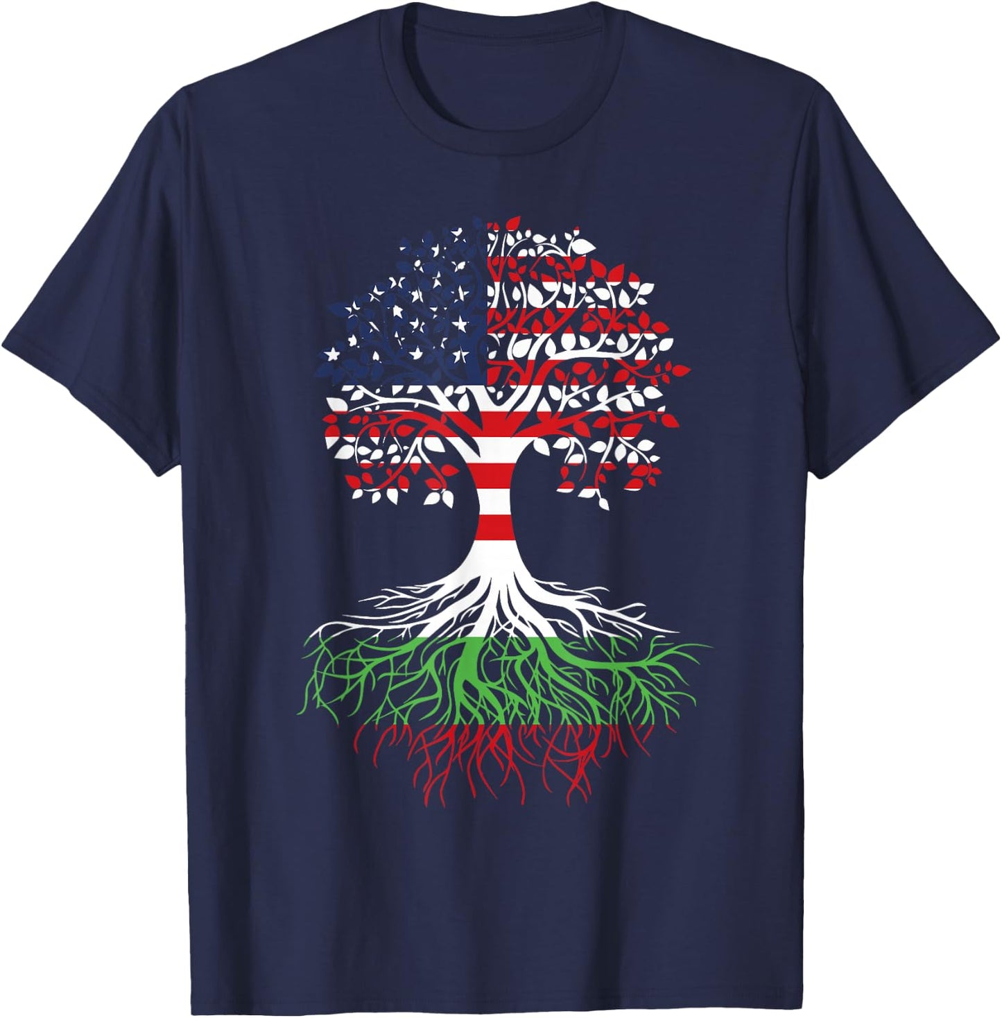 Bulgarian Roots American Grown Tree Bulgaria Flag Art Gift T-Shirt - T-Shirt | Navy
