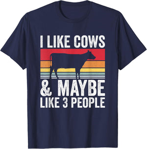 Farm I Like Cows And Maybe Like 3 People T-Shirt - T-Shirt | Navy