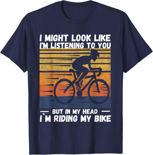 I Might Look Like I'm Listening To You But In My Head Riding T-Shirt - T-Shirt | Navy