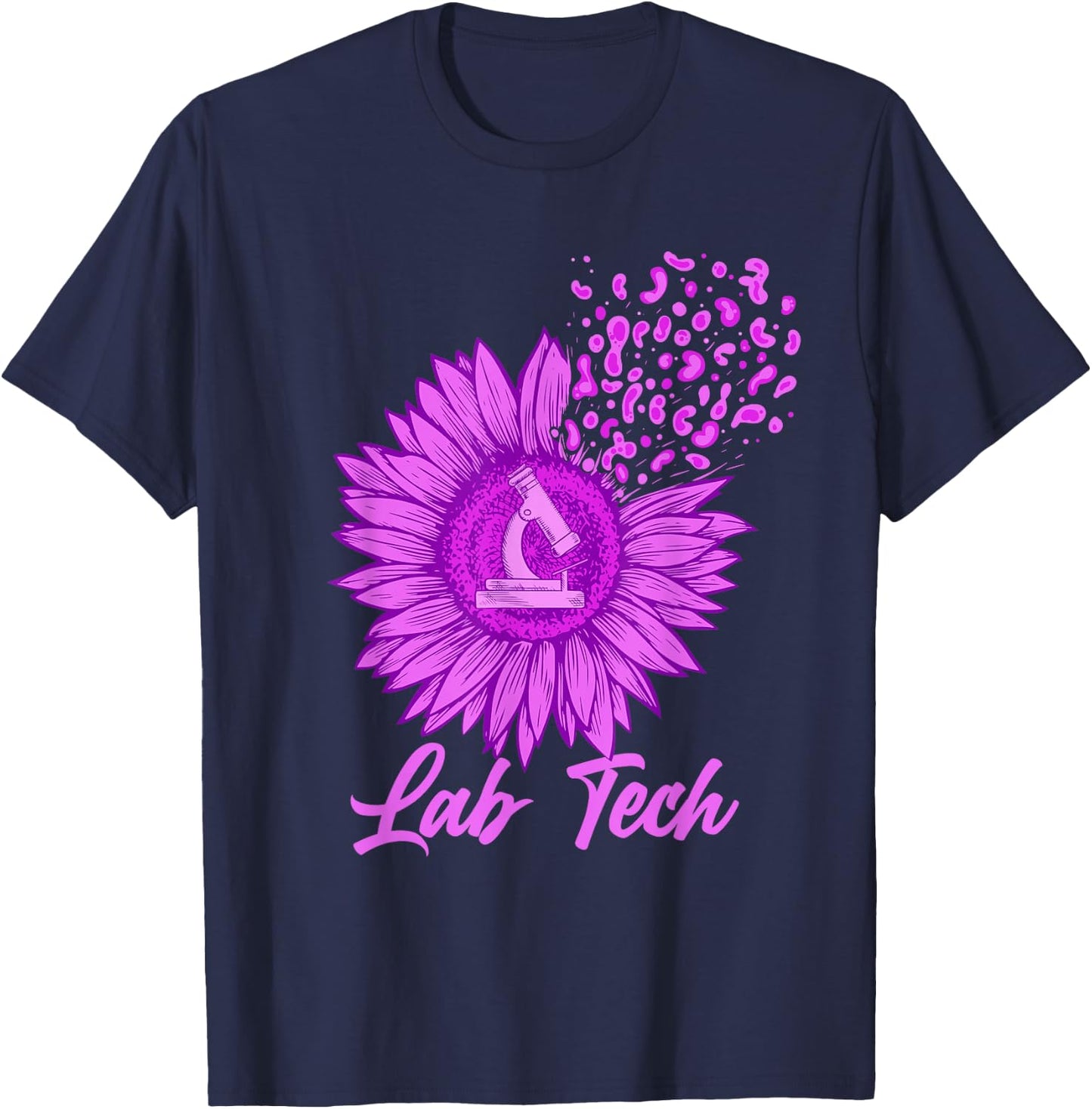 Lab Tech - Sunflower Microscope Laboratory Technician Lover T-Shirt - T-Shirt | Navy