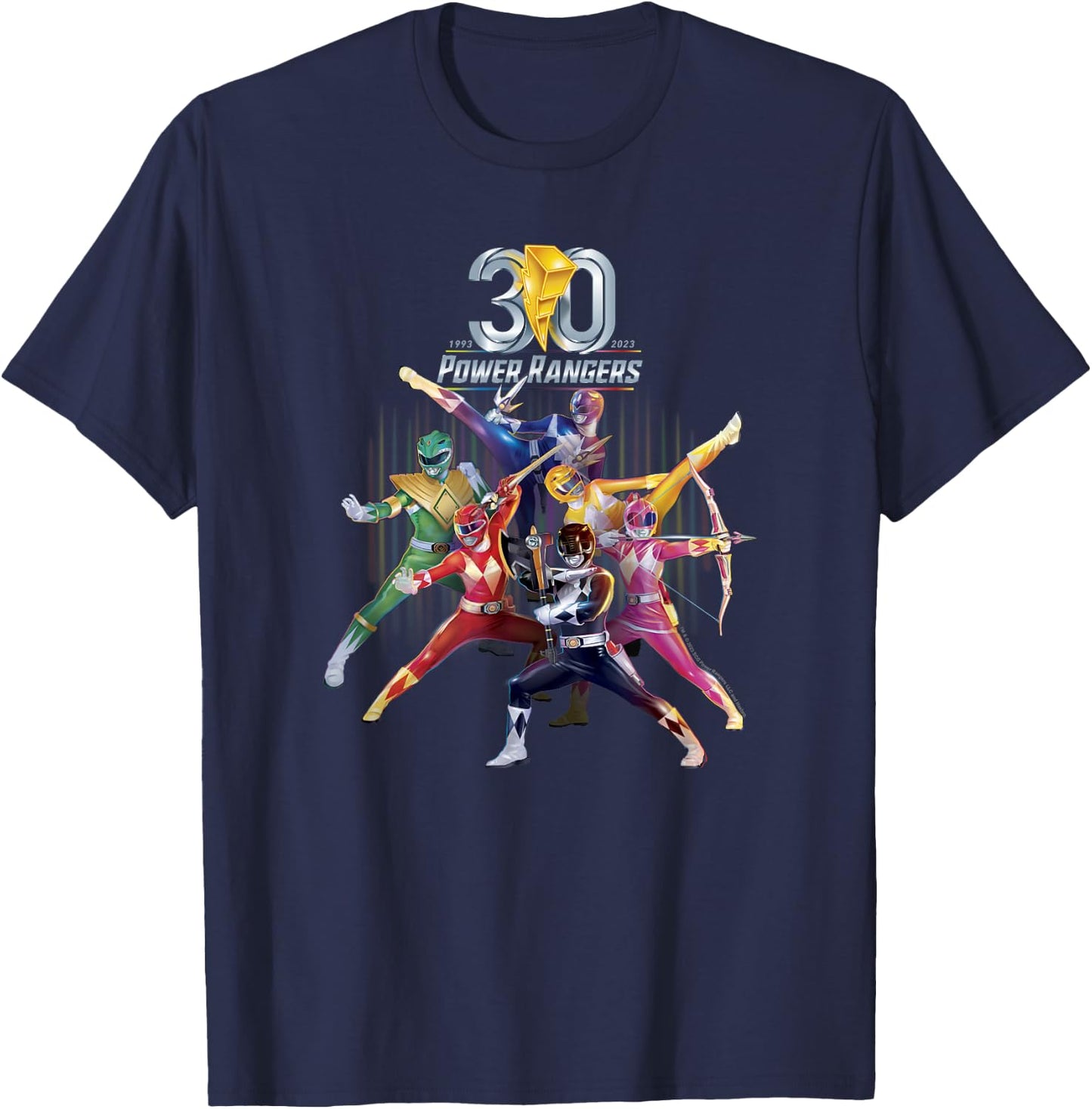 Power Rangers 30th Anniversary Mighty Morphin Vintage Poster Small T-Shirt - T-Shirt | Navy