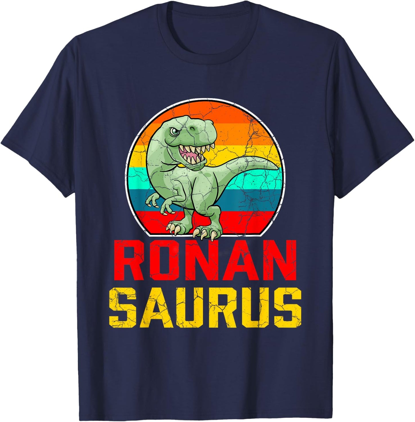 Ronan Saurus Family Reunion Last Name Team Funny Custom T-Shirt - T-Shirt | Navy