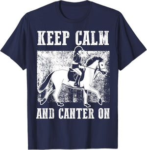 Keep Calm And Canter On | Special Horse Lovers Gift T-Shirt - T-Shirt | Navy