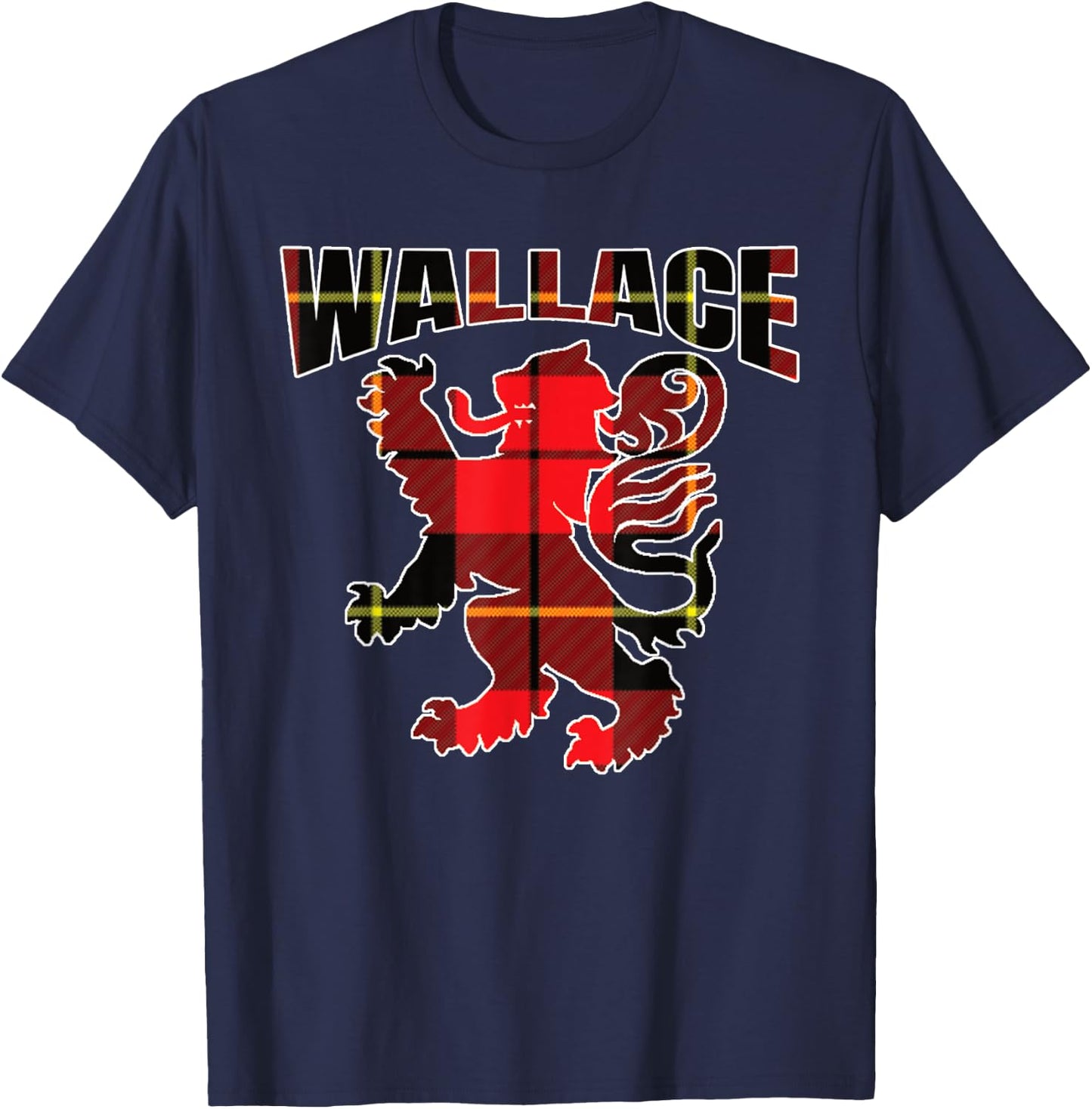 Wallace Clan Kilt Tartan Lion Namesake Modern T-Shirt - T-Shirt | Navy