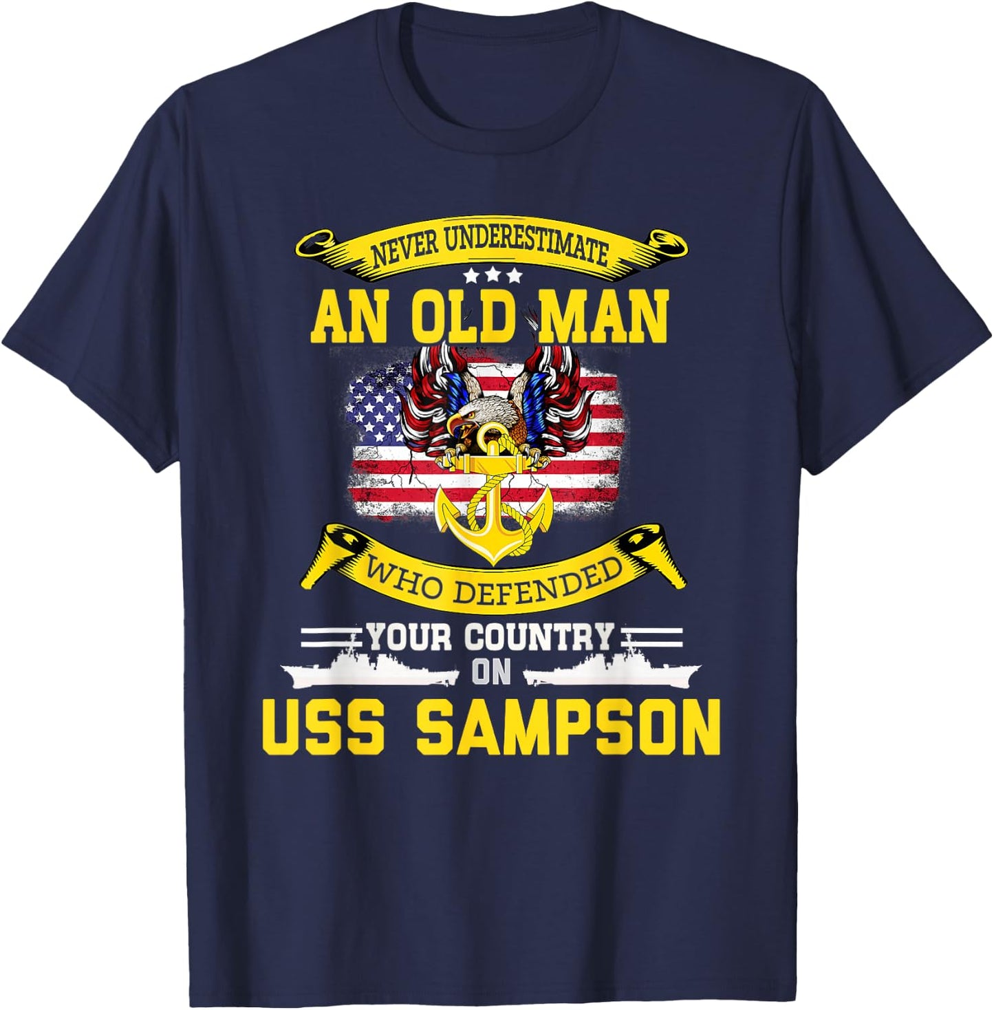 American Flag USS Sampson DDG-102 Destroyer T-Shirt - T-Shirt | Navy