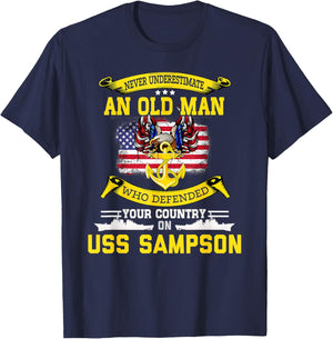 American Flag USS Sampson DDG-102 Destroyer T-Shirt - T-Shirt | Navy