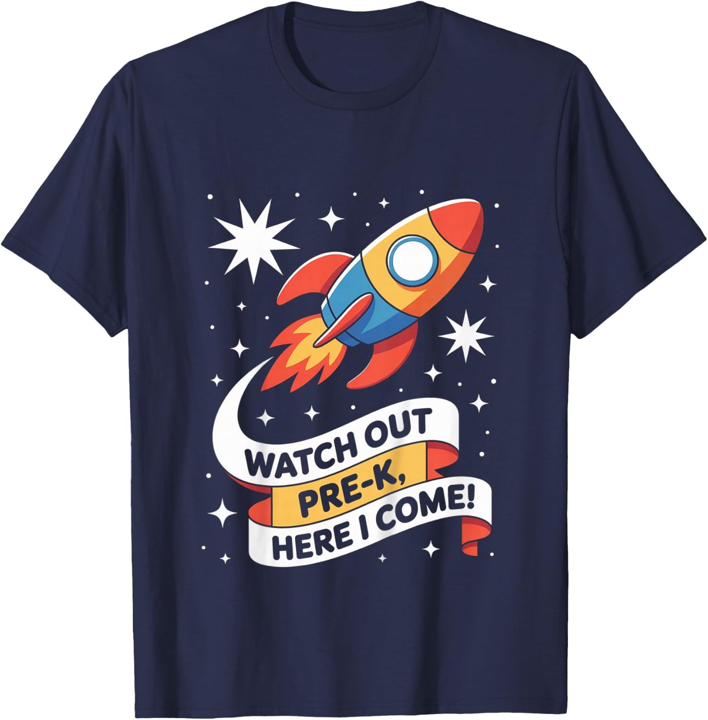 Watch Out Pre-K, Here I Come Rocket First Day of School Boys T-Shirt - T-Shirt | Navy