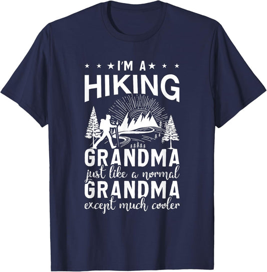 Funny Hiking Grandma Hiker Gift Grandmother Shirt Ladies T-Shirt - T-Shirt | Navy