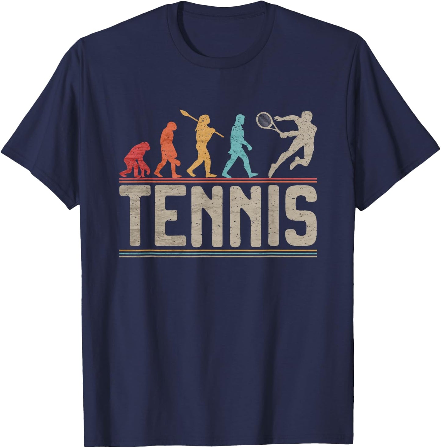 Tennis Player Evolution of Man Vintage Tennis Lover T-Shirt - T-Shirt | Navy
