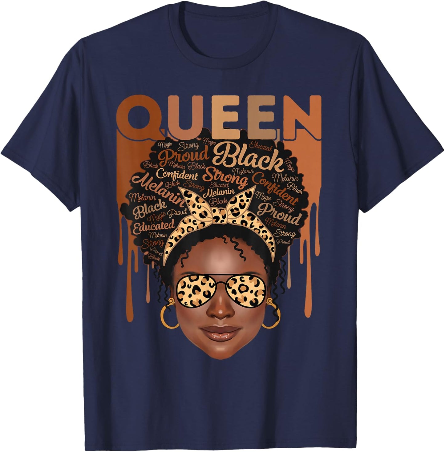 Black Woman Educated Strong Melanin Queen African American T-Shirt - T-Shirt | Navy