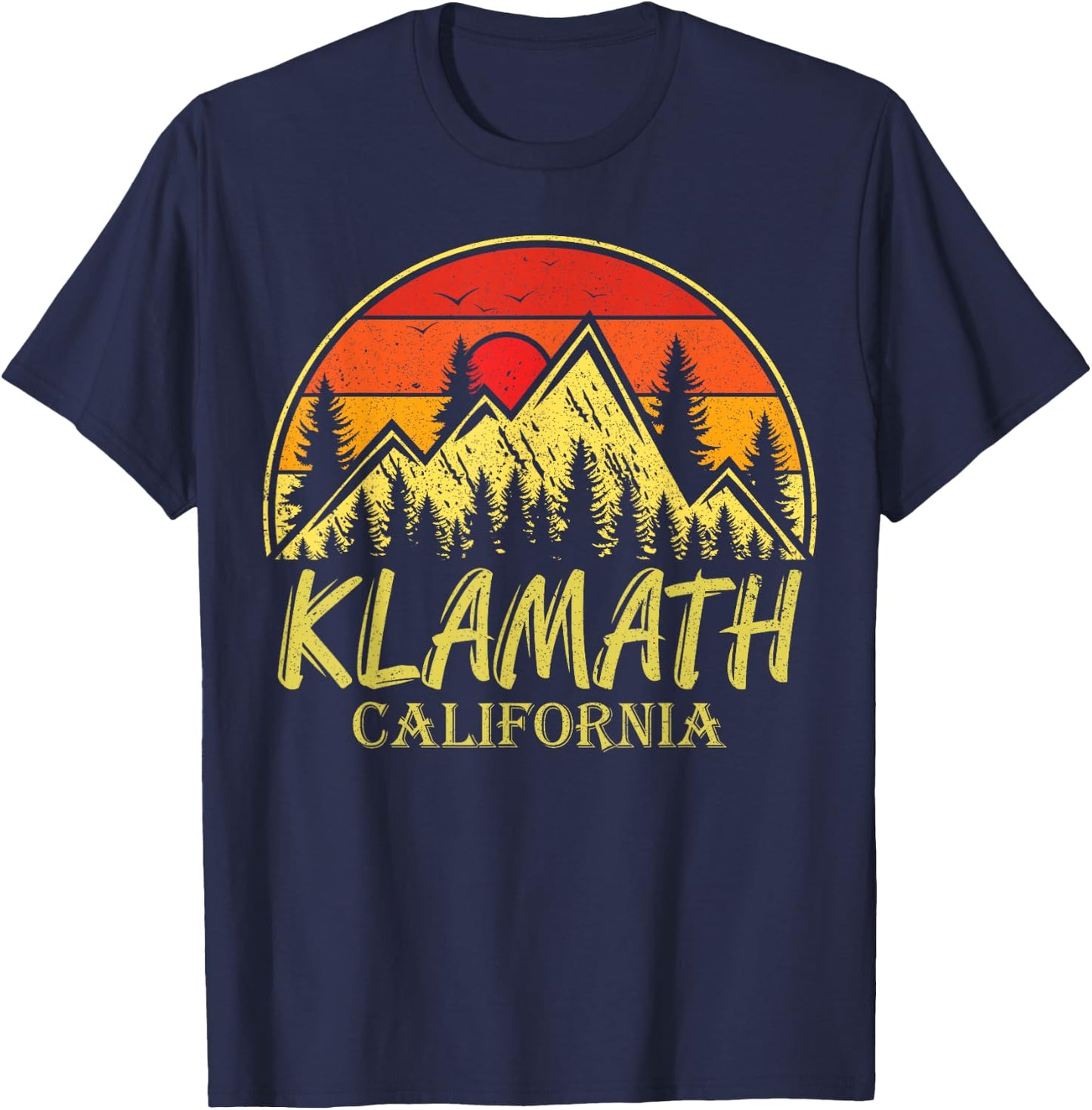 Vintage Klamath California CA Mountains Hike Hiking Souvenir T-Shirt - T-Shirt | Navy