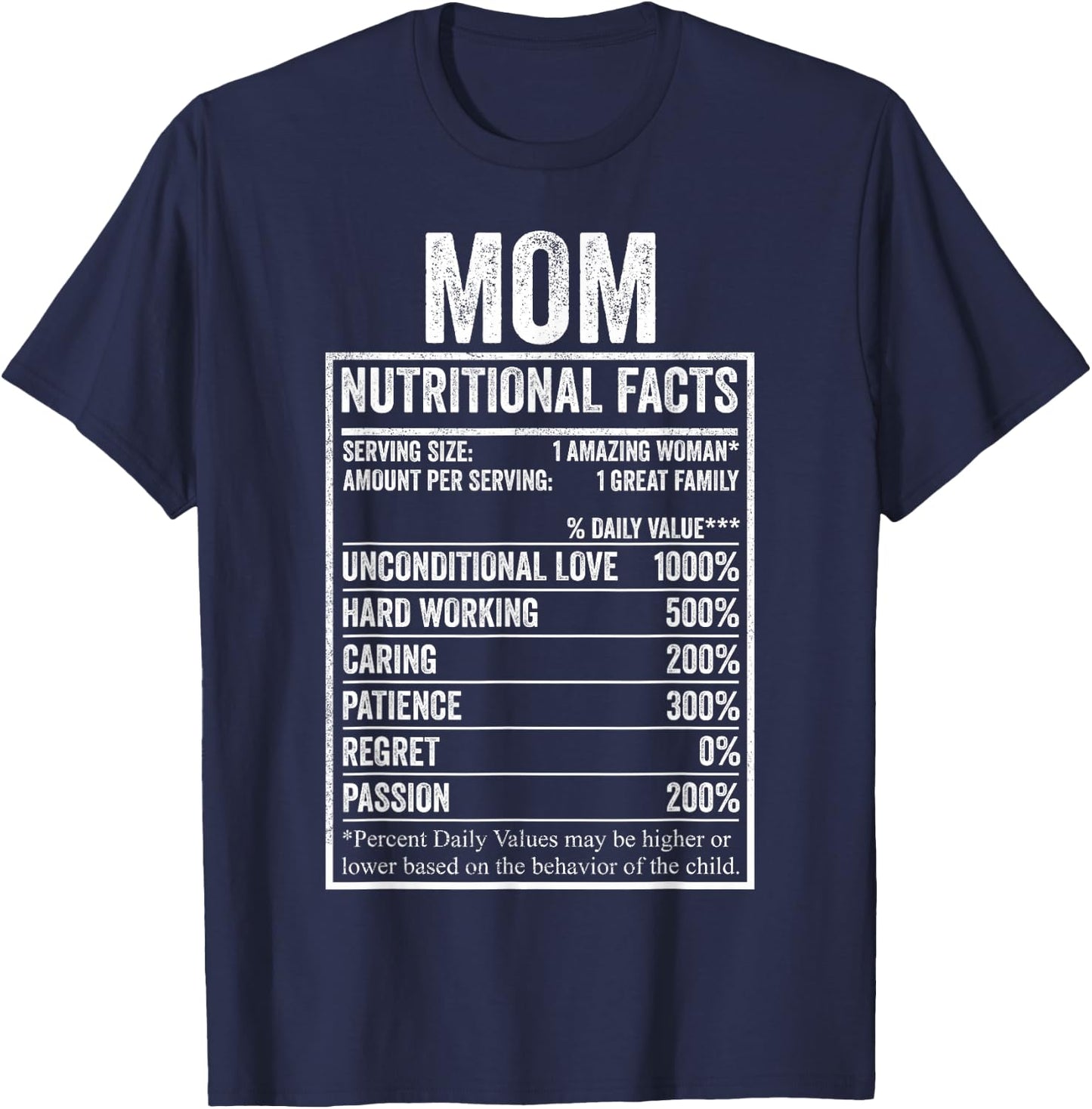Mom Nutritional Facts Shirt, Funny Women Nutrition T-Shirt - T-Shirt | Navy