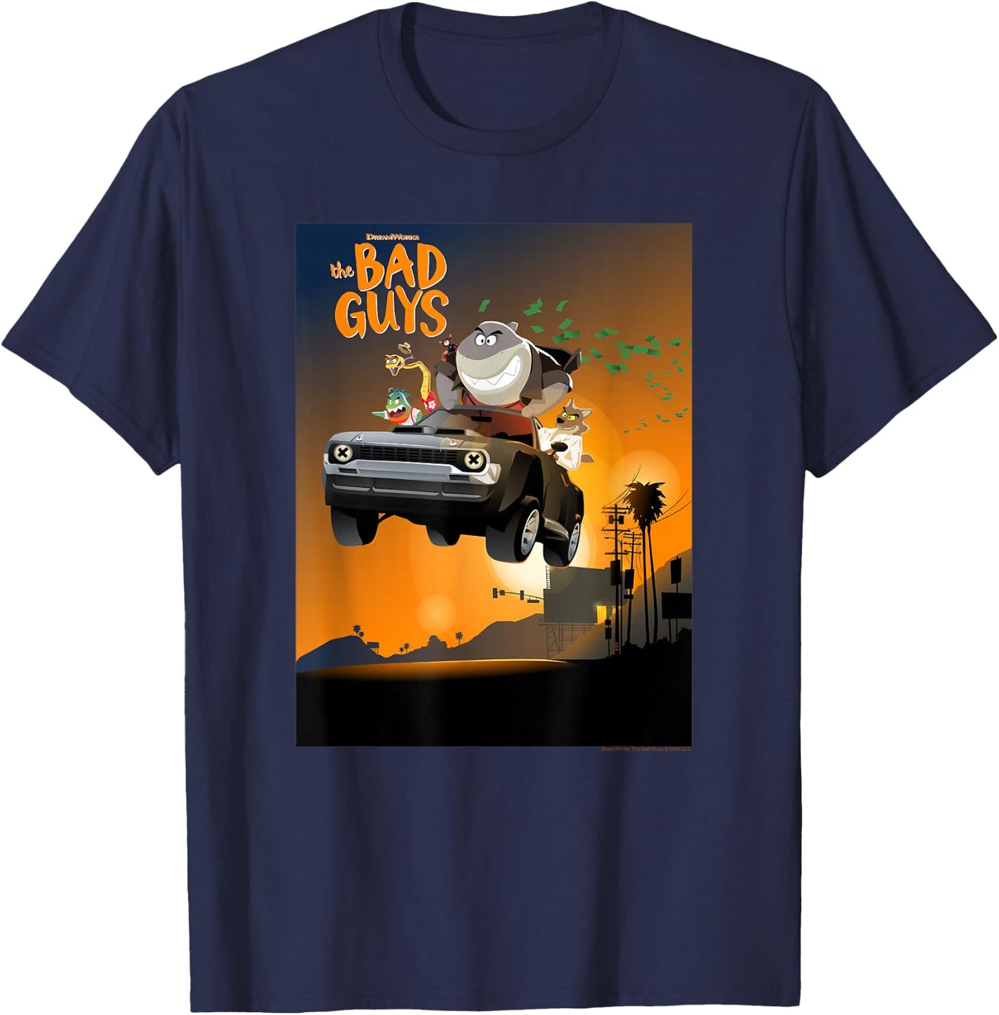 The Bad Guys Group Getaway Car Poster Alternate T-Shirt - T-Shirt | Navy