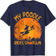 Funny My Poodle Riding Shotgun Witch Halloween T-Shirt - T-Shirt | Navy