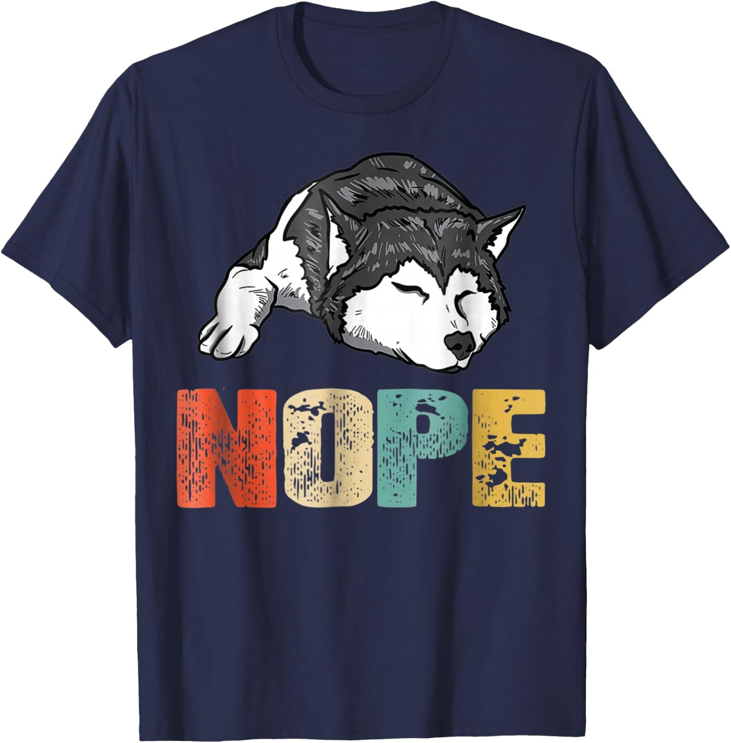 Vintage Nope Funny Siberian Husky Dog Lover Women T-Shirt - T-Shirt | Navy