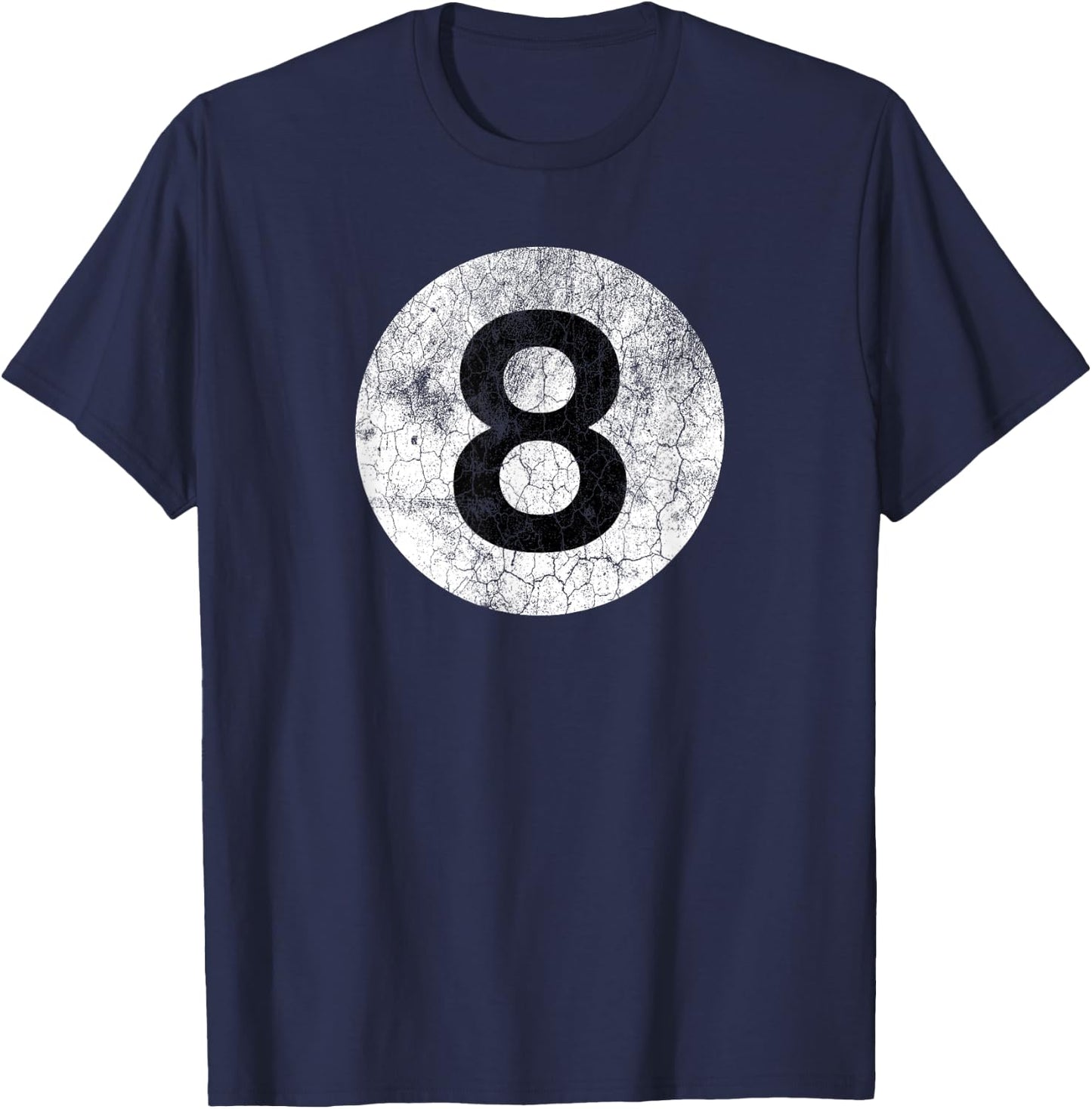 8 Ball Billiards Distressed Vintage Style Costume Eight Ball T-Shirt - T-Shirt | Navy