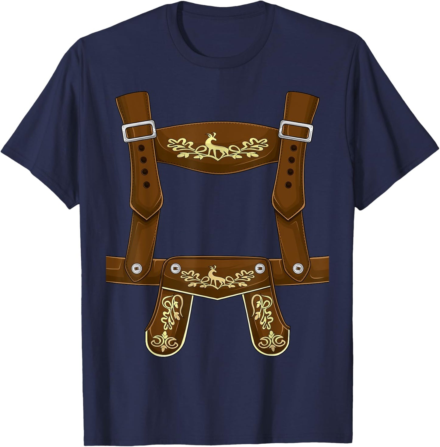 Lederhosen Suspenders Oktoberfest costume Bavarian Beer men T-Shirt - T-Shirt | Navy