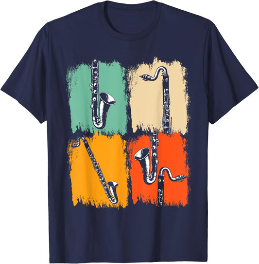 Marching Band Music Gift Retro Pop Art Bass Clarinet T-Shirt - T-Shirt | Navy