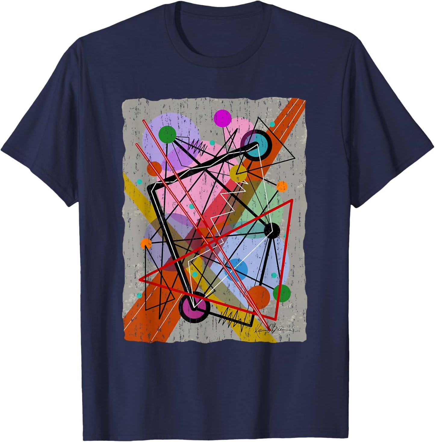 Original Art Shirts Style by Kandinsky Mid Century Bauhaus T-Shirt - T-Shirt | Navy
