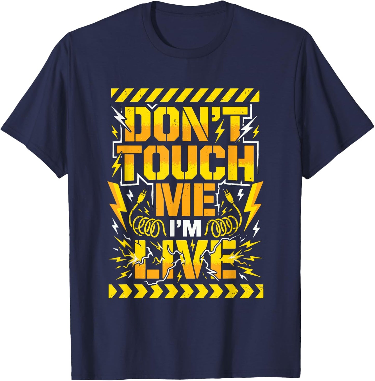 Electrician Electrical Lineman Wireman High Voltage Warning T-Shirt - T-Shirt | Navy