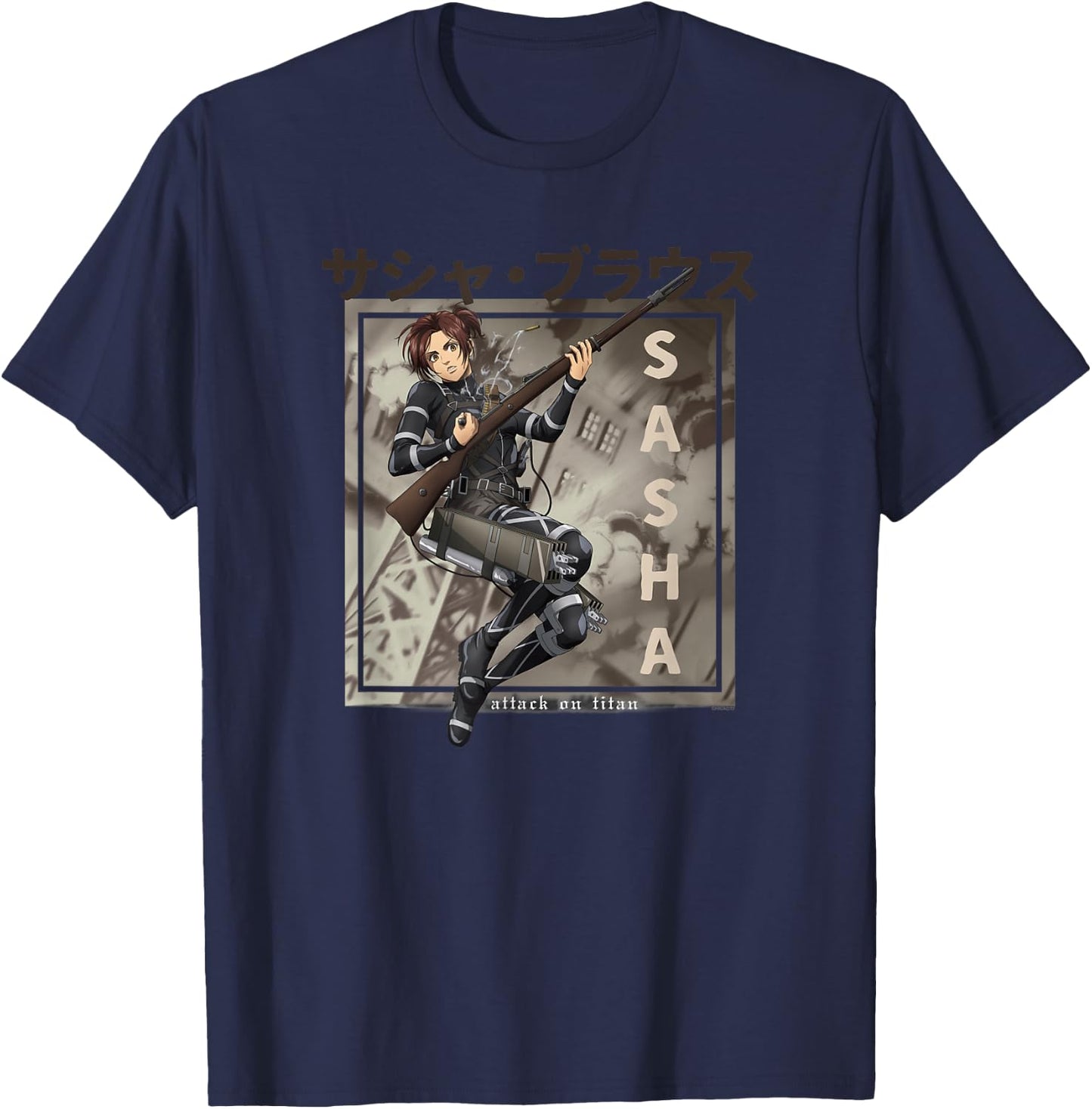Attack on Titan Season 4 Sasha Kanji AOT Anime T-Shirt - T-Shirt | Navy
