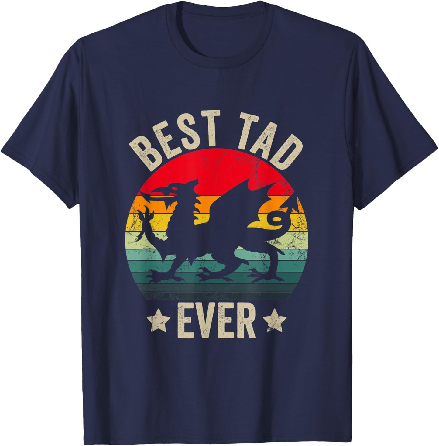 Welsh Fathers Day Wales Best Tad Ever Welsh Dragon T-Shirt - T-Shirt | Navy